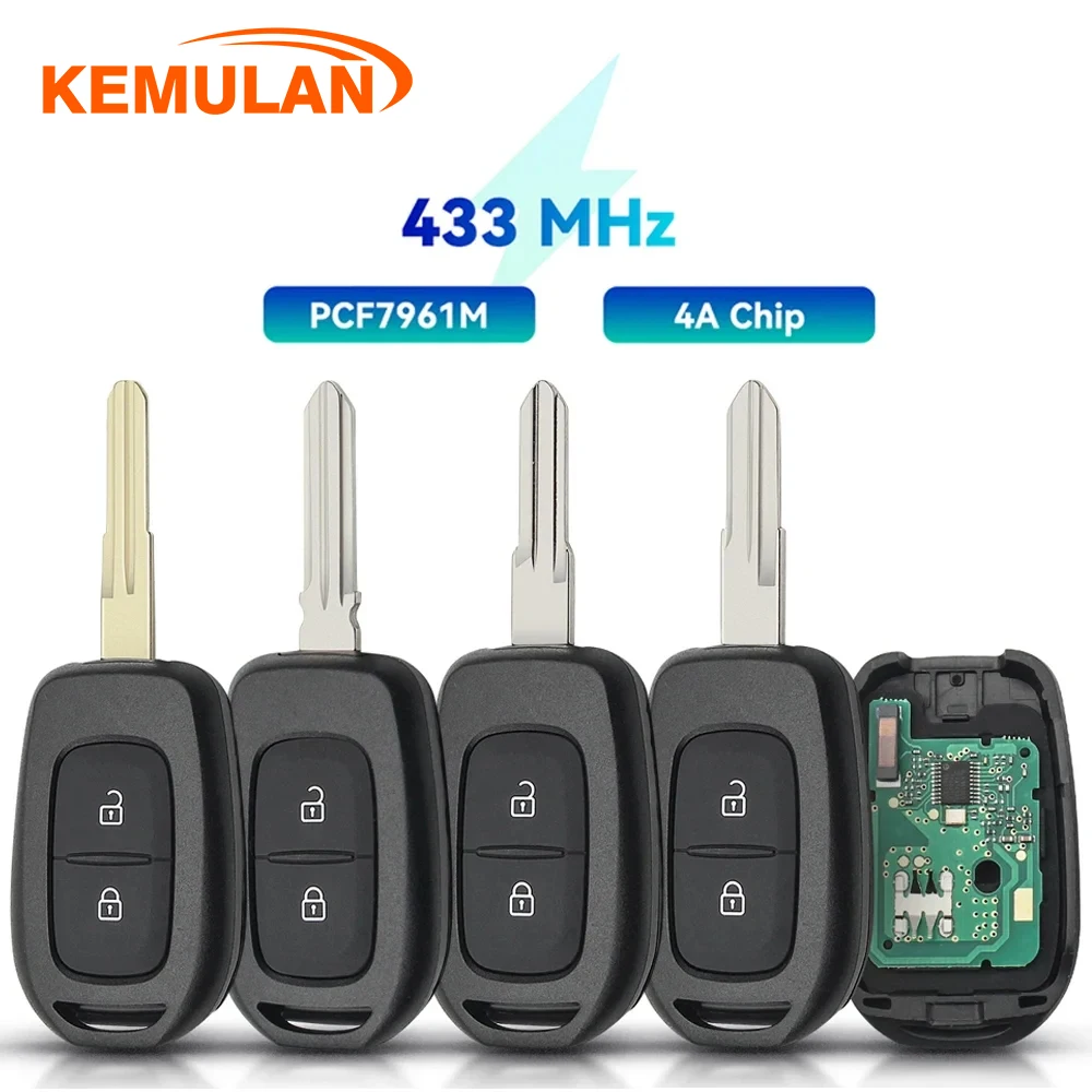 

Автомобильный ключ-пульт KEMULAN 2/3BNT для Renault Sandero, Logan, Lodgy, Dokker, Dacia Duster, чип 4A PCF7961, 433 МГц, смарт-ключ для авто