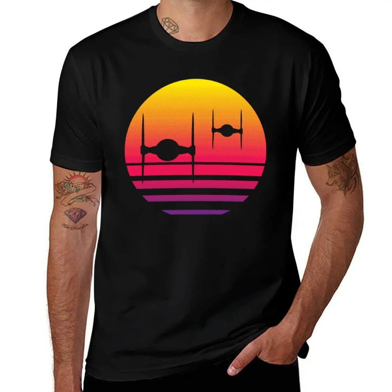 

Tie Fighter Sunset T-Shirt cotton t shirt man anime t shirts oversize graphic t shirts for man T-shirt