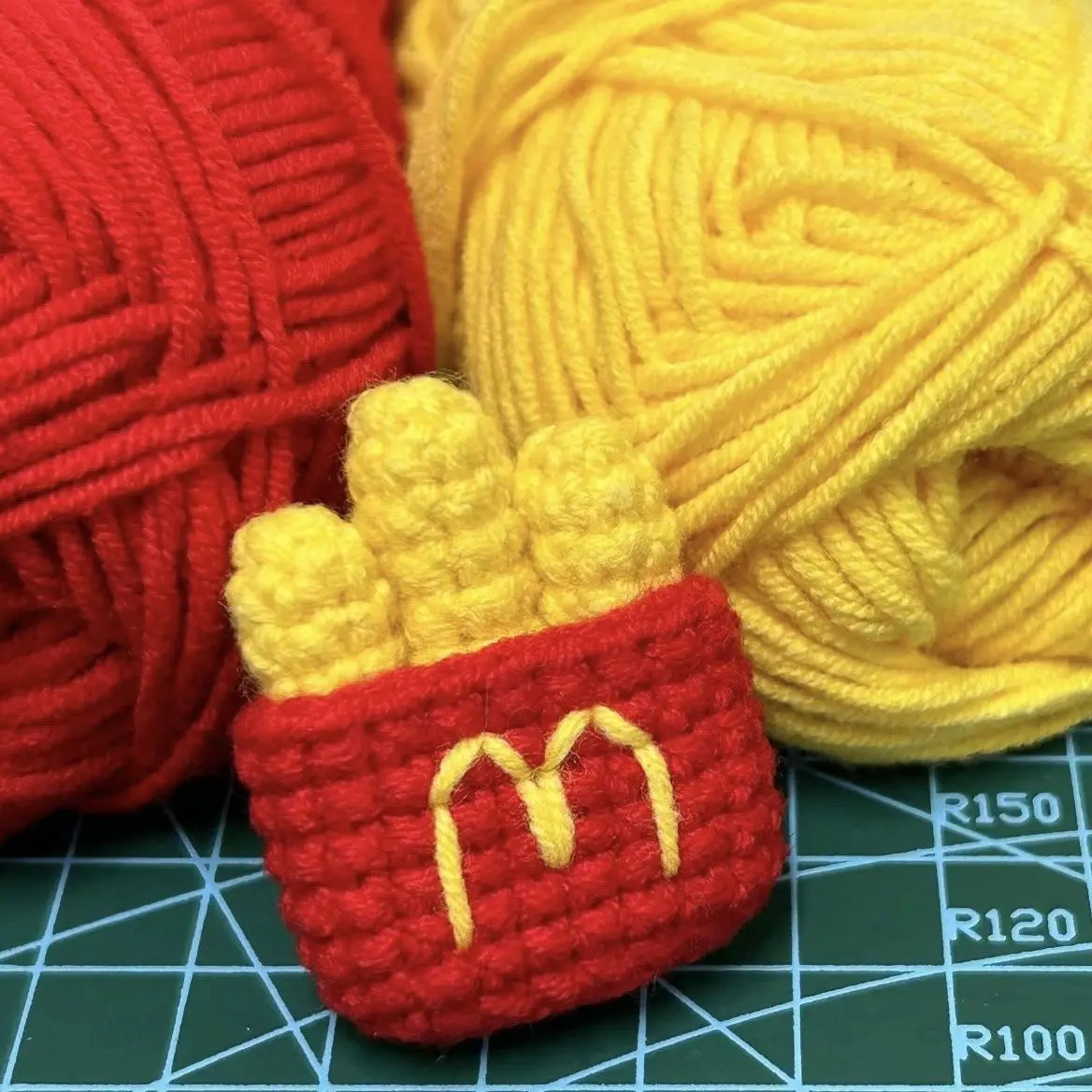 French Fries Doll Handmade Kit Hamburger Plush Knitting Doll Beginner Home Room Decoration Creative DIY Pendant Christmas Gifts