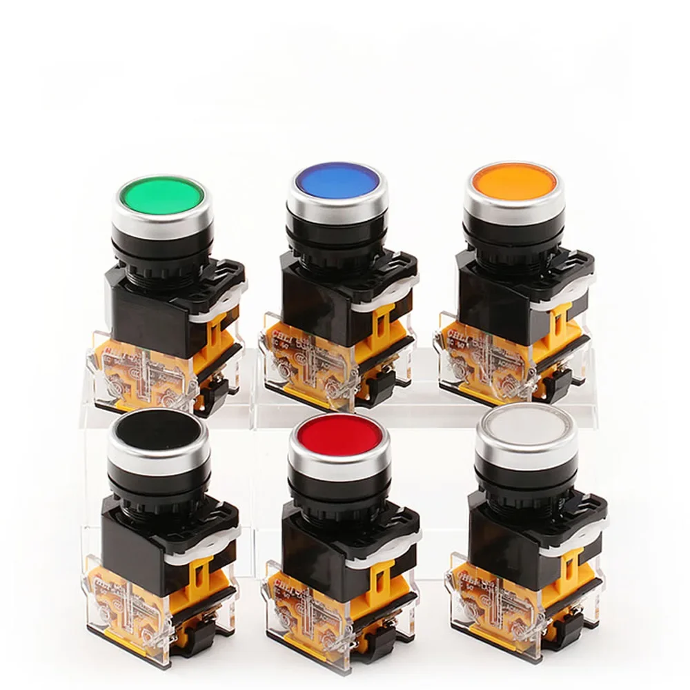 

P41 ON-OFF LA38-11 LA38-11BN 22mm 4 Screws Circular small size Flat round Panel Cutout r Momentary Push button switch