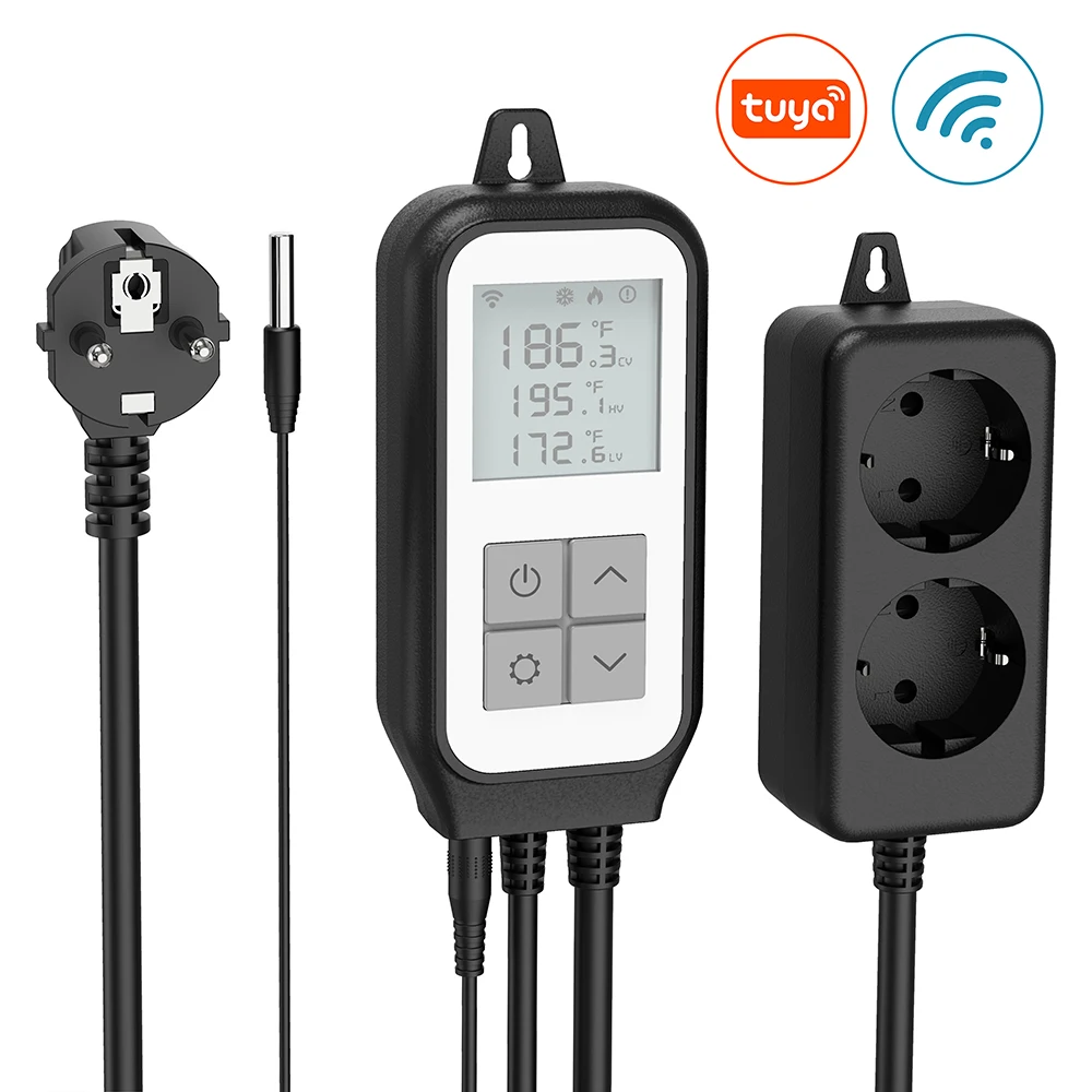 Wi-fi Termostato Controlador de Temperatura Controle Digital para Greenhouse Brewing Aquarium Tuya Smart Life Aquecimento e Arrefecimento