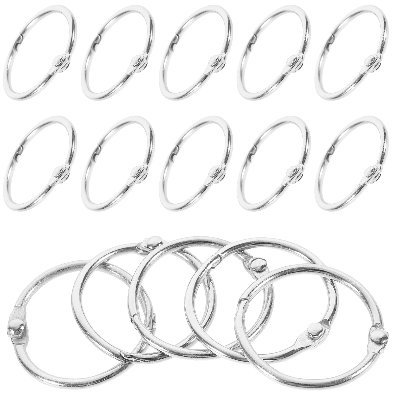 

20pcs Binder Rings Metal Stationery Circle Snap Flash Card Paper Book Ring Office Supplies DIY Craft Lightweight Portable