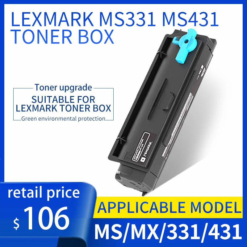 Lexmark Original Ink Cartridge Compatible with MS331 MS431 MX331 MX431 55B3000 - MS/MX Series High Yield Black