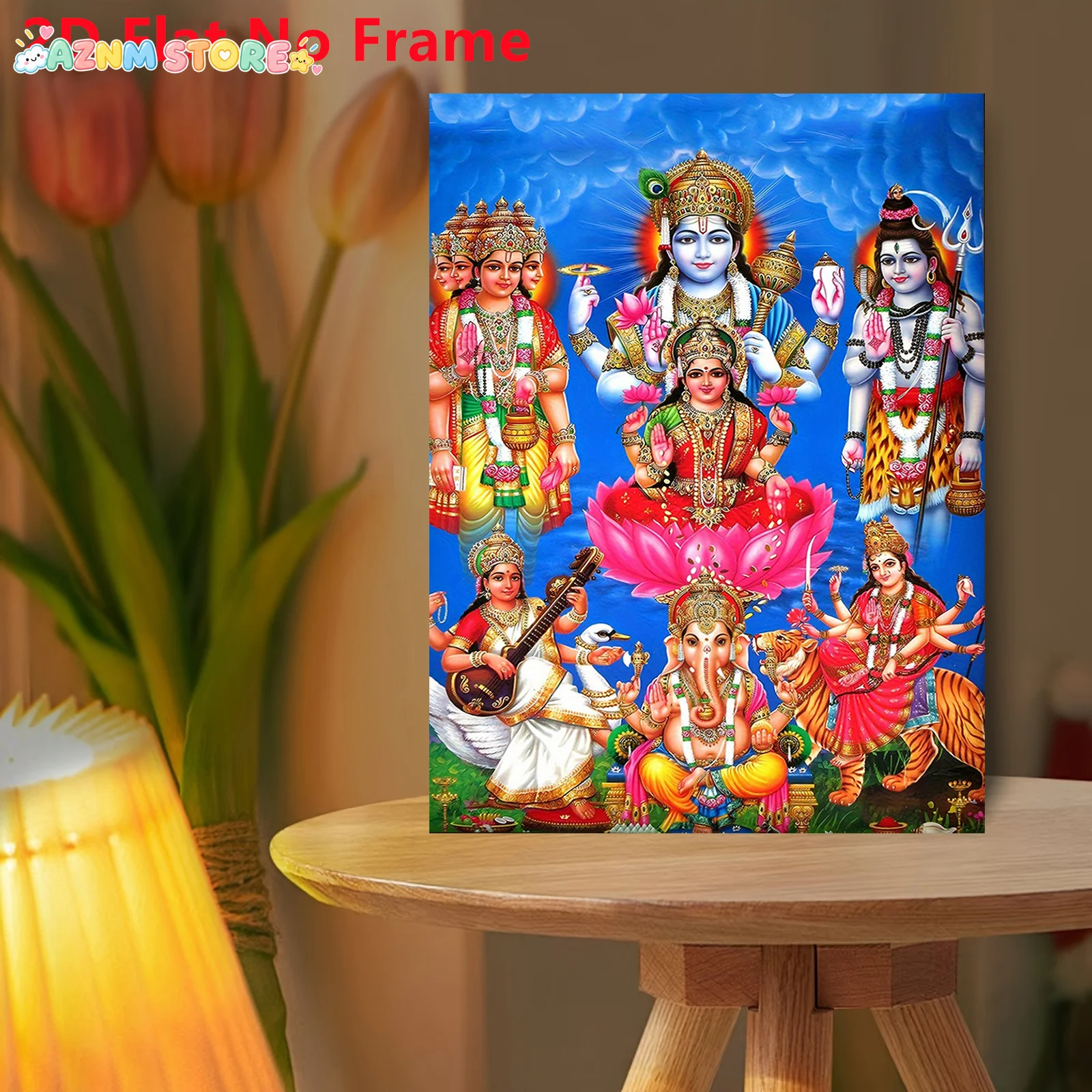 2027,   No Frame Posters And Prints Hindu Deities Canvas Art Prints Wall Decor, Vibrant Lakshmi, Shiva, Ganesha, And Vishnu,