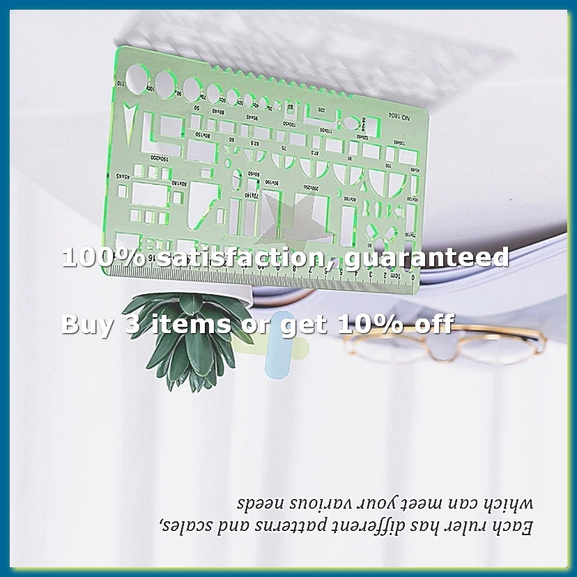 6 Pieces Plastic Measuring Templates Building Formwork Stencils Geometric Drawing Rulers for Office and School,Green-DTB3