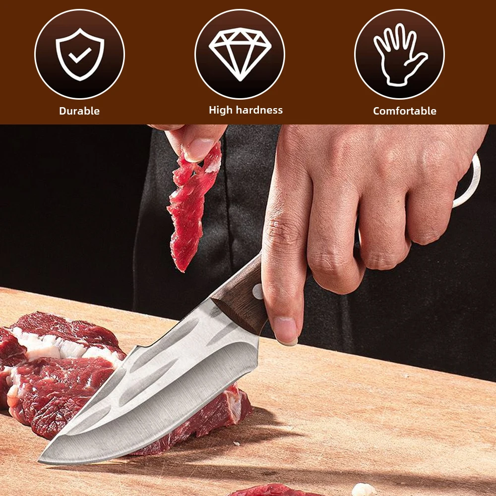 Stainless Steel Boning Knives Handmade Forged Knife Fruit Slicing Knife Meat Cleaver Kitchen Knife Fish Knife Cooking Knife