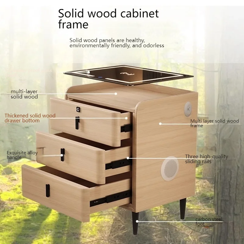 طاولة بجانب السرير شحن لاسلكي أسود حديث مع ميزات تخزين ذكية للاستخدام المنزلي في شقة أو غرفة المعيشة في غرفة نوم الفندق #6