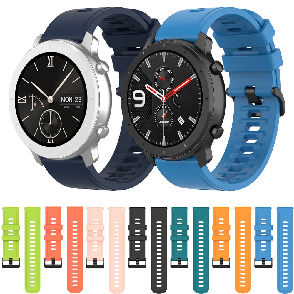 22mm 20mm Silicone Strap For Amazfit GTR/Stratos/Bip Replacement Bracelet Belt For Samsung Watch 6/5/4/3 Huawei Watch 3/GT2 Belt