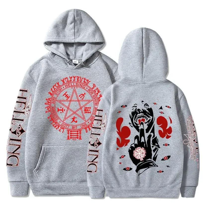 Anime Hellsing Hoodies Manga Print Hooded Men Women Clothes Harajuku Streetwear Hip Hop Unisex Sweatshirt Comfortable Pullover