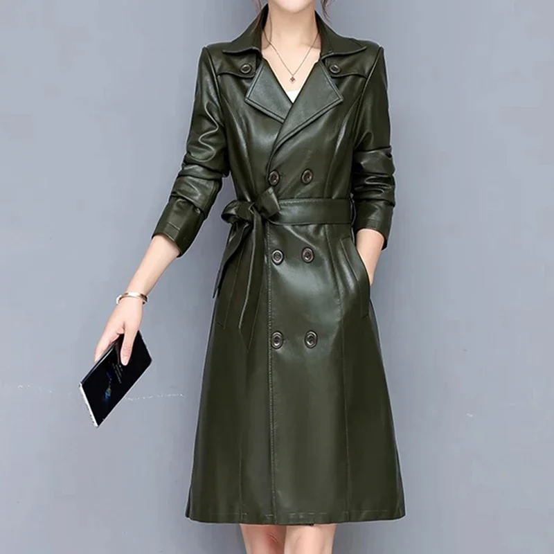 Veste en cuir 100% véritable pour femme, manteau en peau de mouton naturelle, tempérament, mi-long, mince, haut David, vêtements d'automne et d'hiver, nouveau, 2023