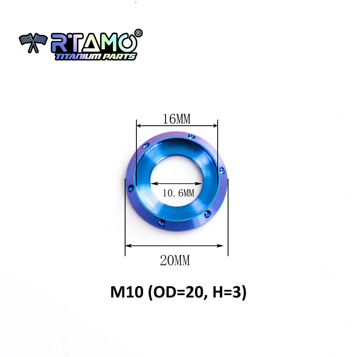 RTAMO Titan-Unterlegscheibe M5 M6 M8 M10 ausgefallene Stufendichtung für Fahrrad, Motorrad, Auto (1 Stück) – Detail 5