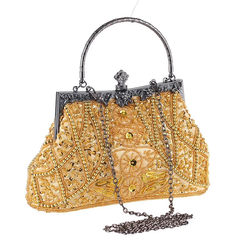 

2023 New Vintage Beaded Evening Bag Embroidered Bag Diamond Sequined Clutch Hand Bag Bride Bag Dress handbag party shoulder bag