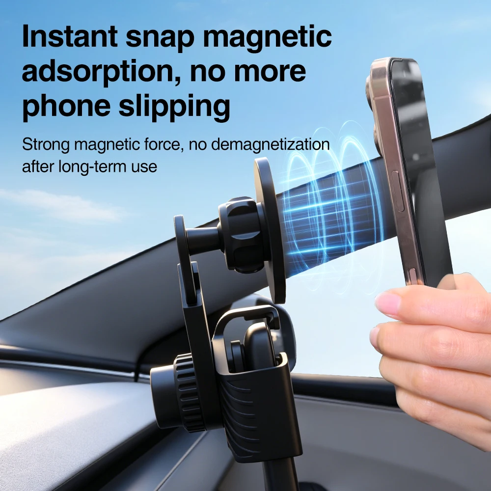 Strong Magnet Car Phone Holder Magnetic Screen Corner Phone Mount For Tesla Model 3 Y S X ABS & Aluminum Alloy Matte Black