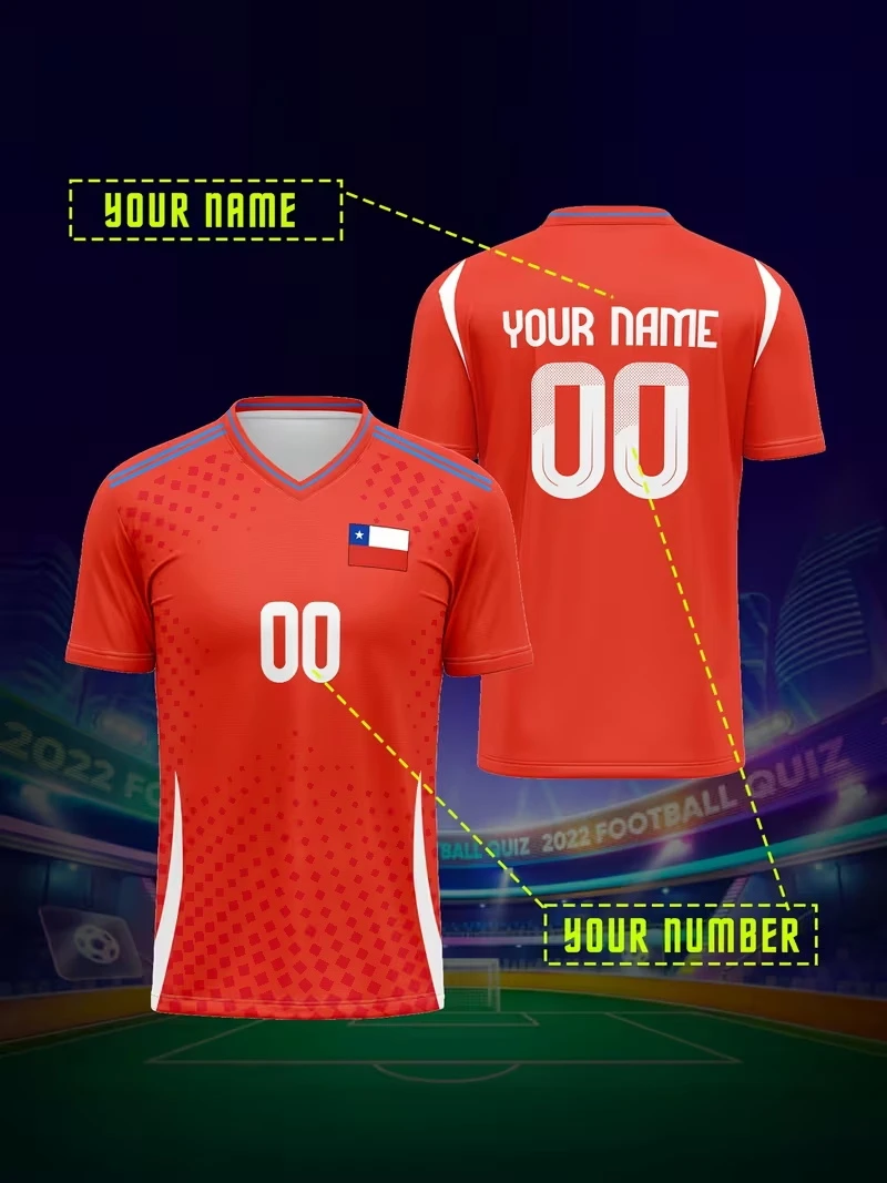 Chile Football T Shirts Men's Sports T-shirts 2026 New Maillot Football Team Uniforms Tops Unisex Casual Tees Tops Kids Gifts