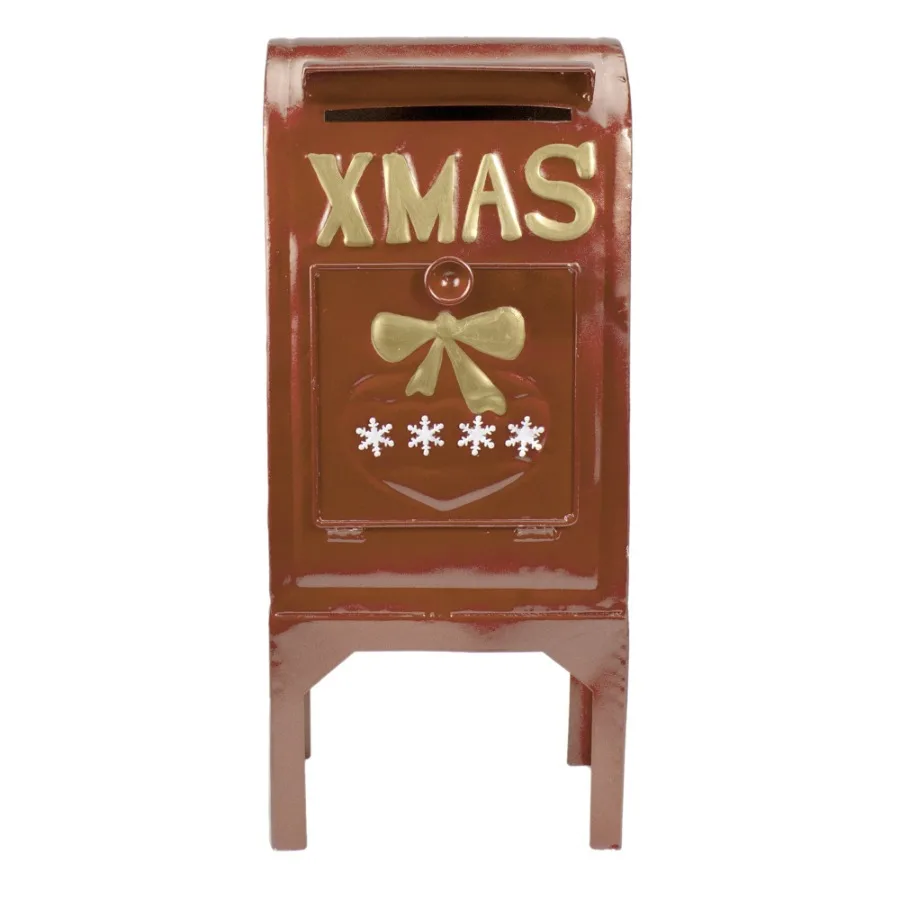 

Metal Mailbox Christmas Decoration for Outdoor Holiday Display - 16 Inch Rustic Red with Weather-Resistant Finish and Festive E