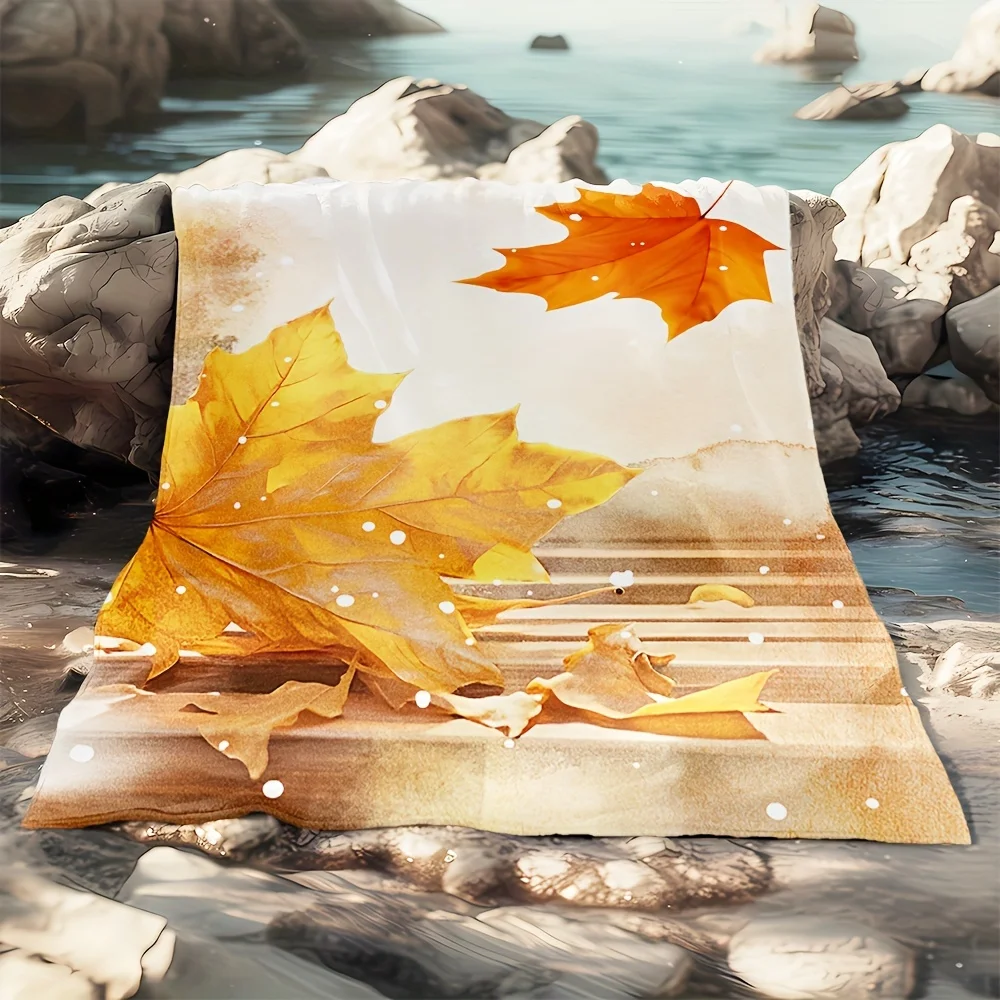 Autumn Maple Leaf Pattern Throw Blanket Fall Season Design for Living Room Decor Gift for Her CozyHomeStyle