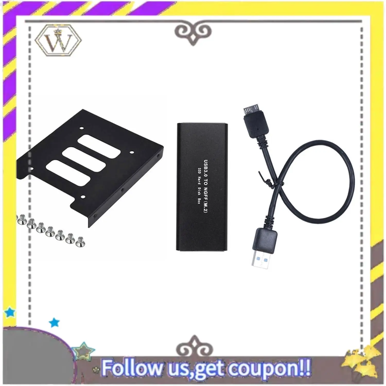 

AU33-M.2 Sata Ssd To USB 3.0 External Ssd Reader Converter Adapter & 2.5 Inch To 3.5 Inch SSD HDD Metal Adapter Bracket