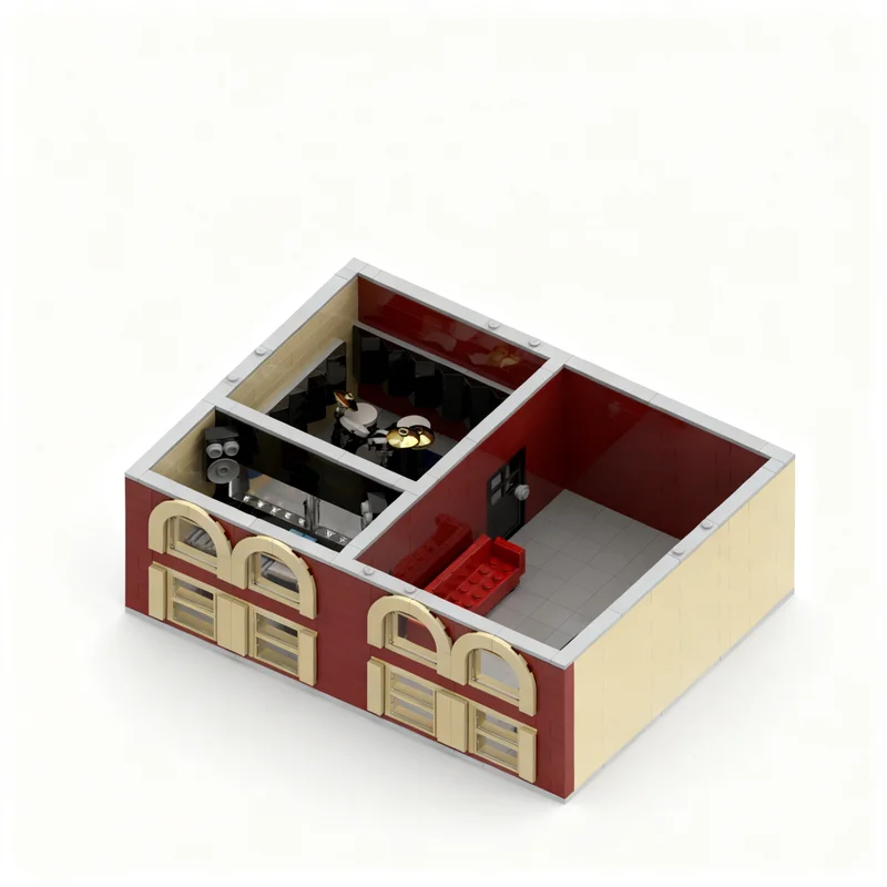 1796 peças MOC Streetlie Serenade Record Store, Blocos de Construção de Modelo de Paisagem Modular, Brinquedos de Construção, Presente de Natal