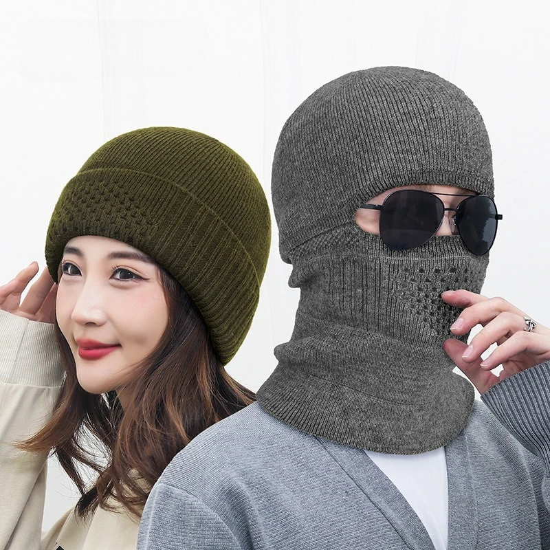 Winter New Outdoor Tactical One-piece Knitted Hat Windproof and Warm Baraklafa Pullover Woolen Hat