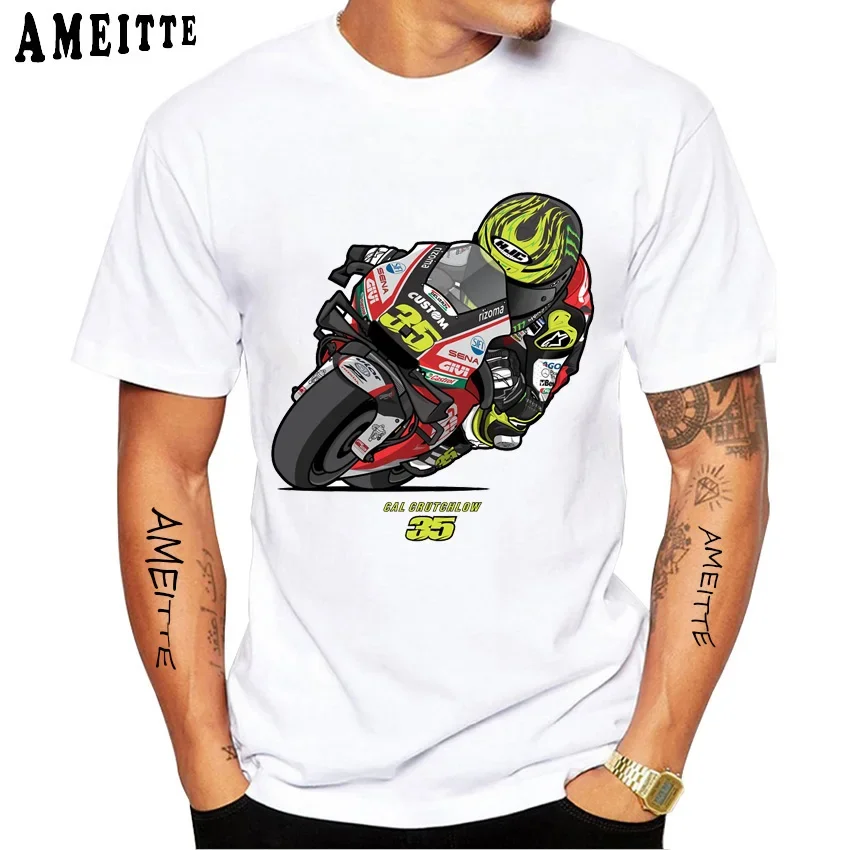 

Cal Crutchlow 35 GP Classic T-Shirt New Summer Men Short Sleeve Boy Riding Sport Casual White Tops Cool Motorcycle Rider Tees