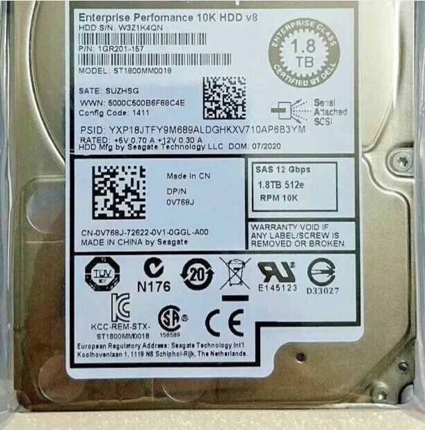 For Dell V768J 1.8T 12G SC COMPETENT COMPETENT 0V768J Hard Drive