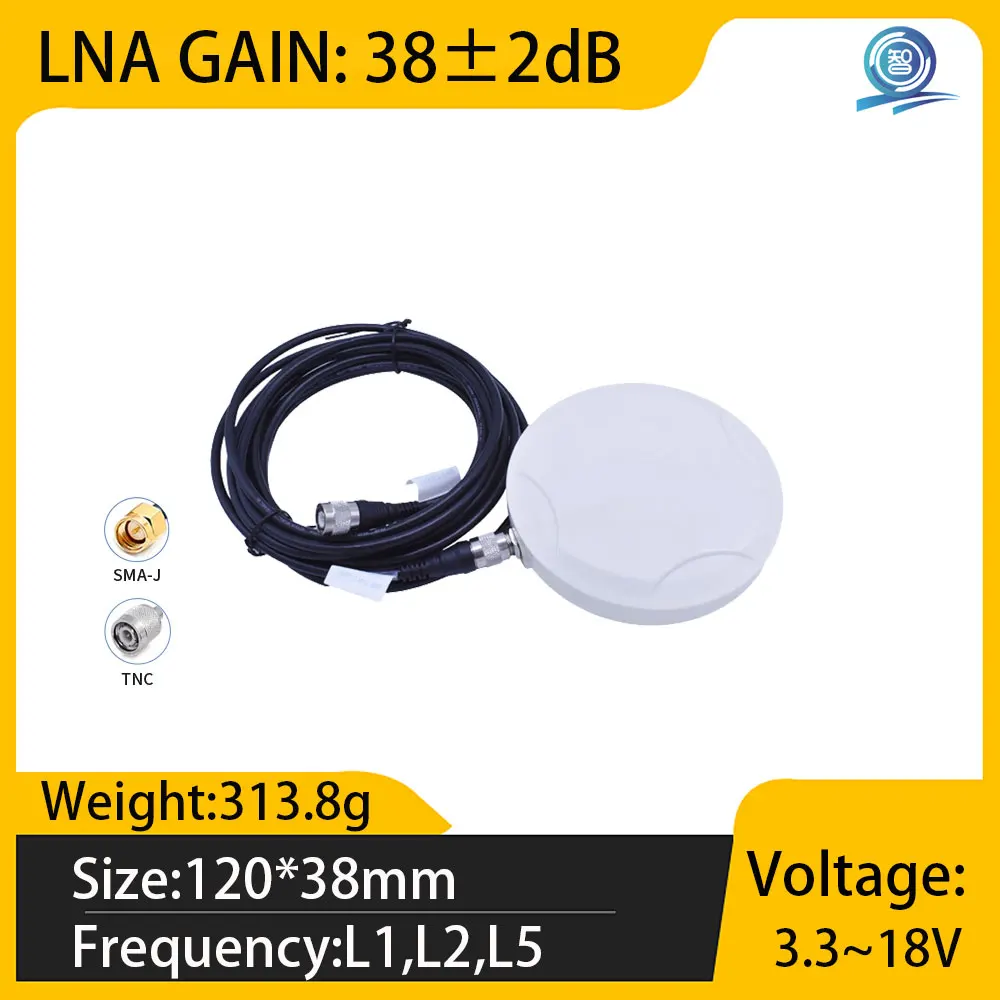 GNSS RTK High Gain 38db High Precision GNSS Antenna GPS BDS GLO GAL Orbit Navigation System TNC SMA Connector GNSS Receiver