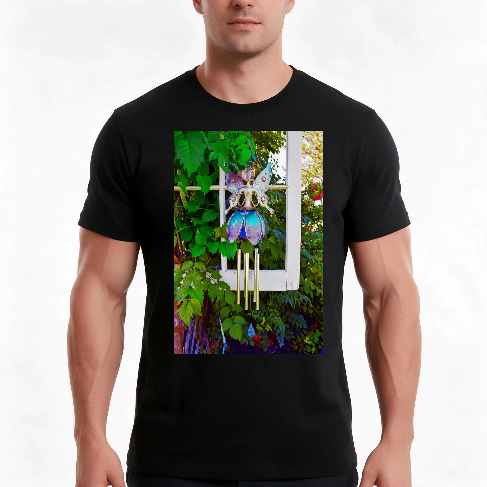 Garden angel T-Shirt, Summer Casual Cotton Tee, Oversized Streetwear Tops, Vintage Graphic Print, Loose Fit Short Sleeve