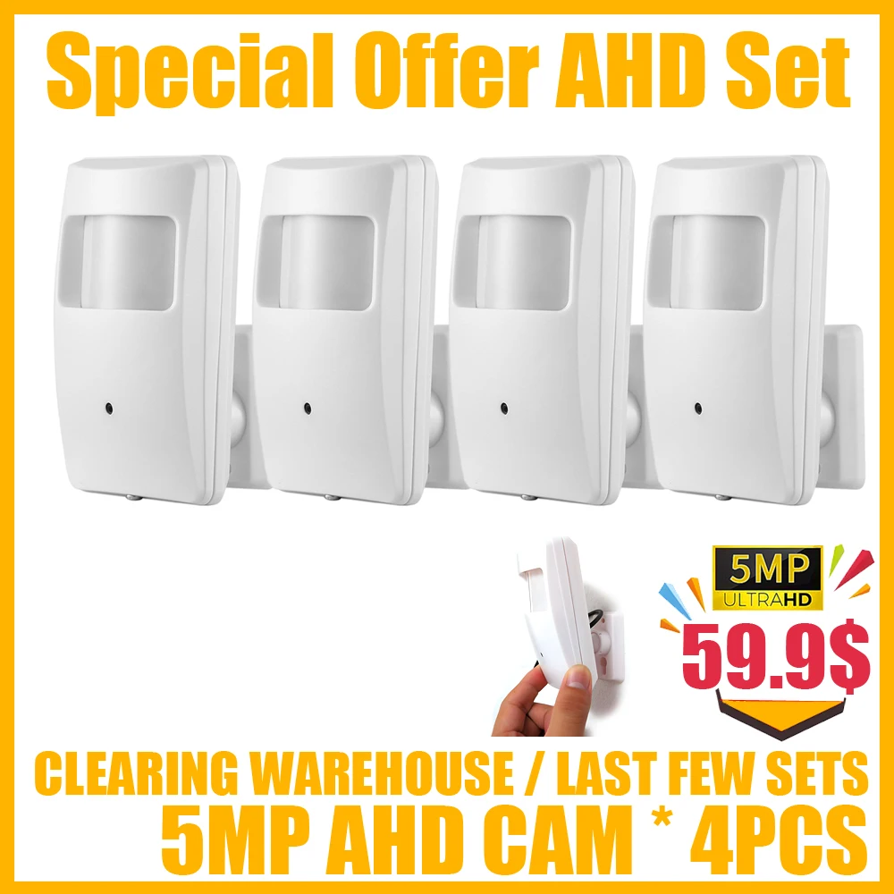 Special Price Hidden 5MP 4CH CCTV System AHD Mini Camera KIT 4in1 2K 5M-N Meeting Room Indoor Security Set Detector With Bracket