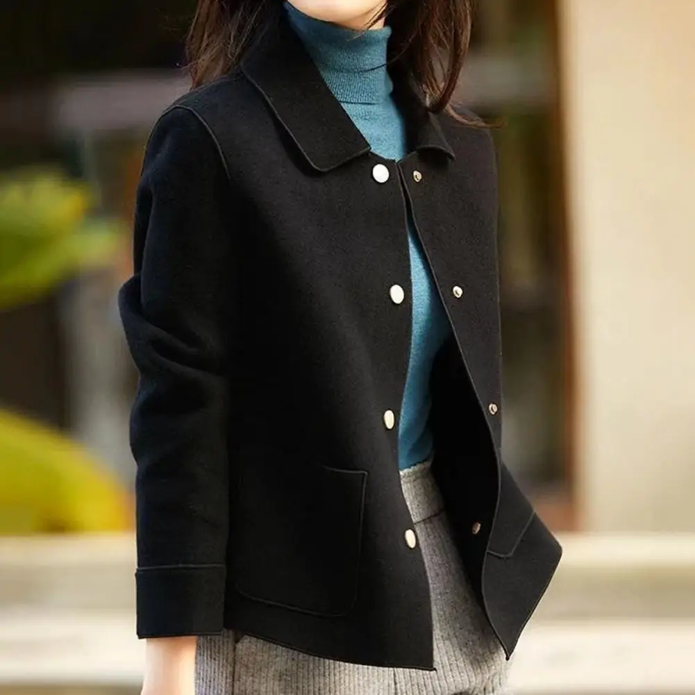 Fashion Elegant Women Coat New Korean Version Simple Solid Color Woolen Coat Temperament Loose Autumn Short Jacket Women 2023