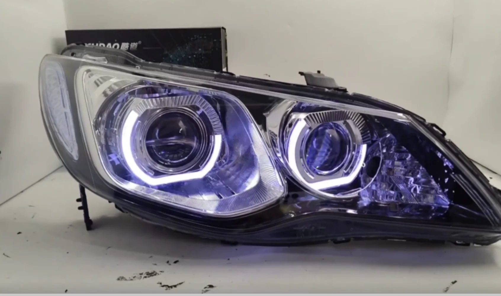 LED Headlight for Honda civic Ciimo modified headlamp Angel Devil eye Daytime running lamp