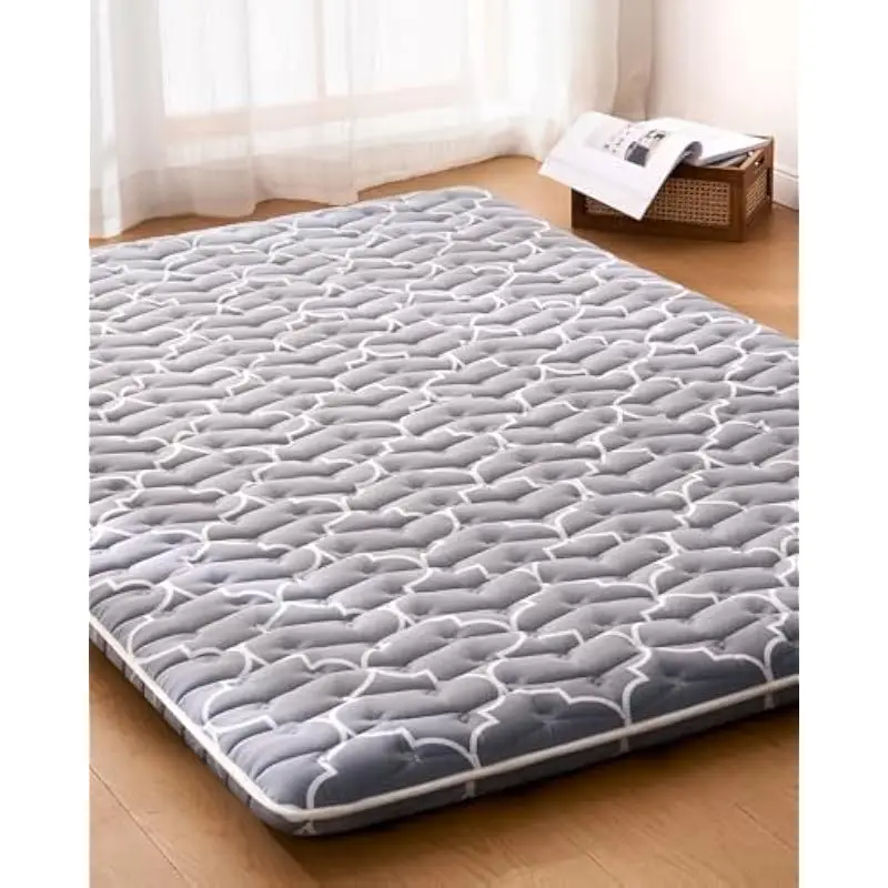 Sixth-Generation Japanese Floor Futon Mattress Queen Size 60x80 Inches 3.5 Inch Thick Medium-Firm Quilted Surface Microfiber Cov