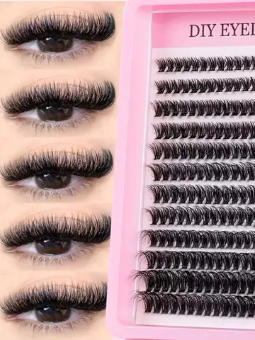 Cluster Lashes, 240pcs 40D 9-16mm Mixed Lengths, Ultra-Natural Look Thin Ultra-Soft Ultra-Light, Reusable  for Beginners