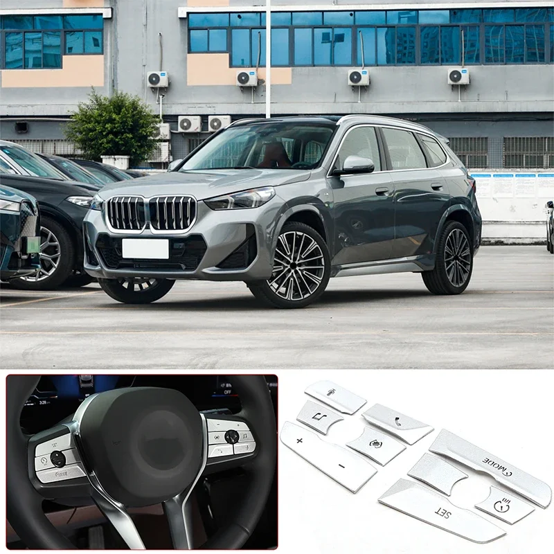 

For BMW X1 U11 2023+ Aluminum alloy silver car styling car steering wheel button sticker car interior accessories 9Pcs