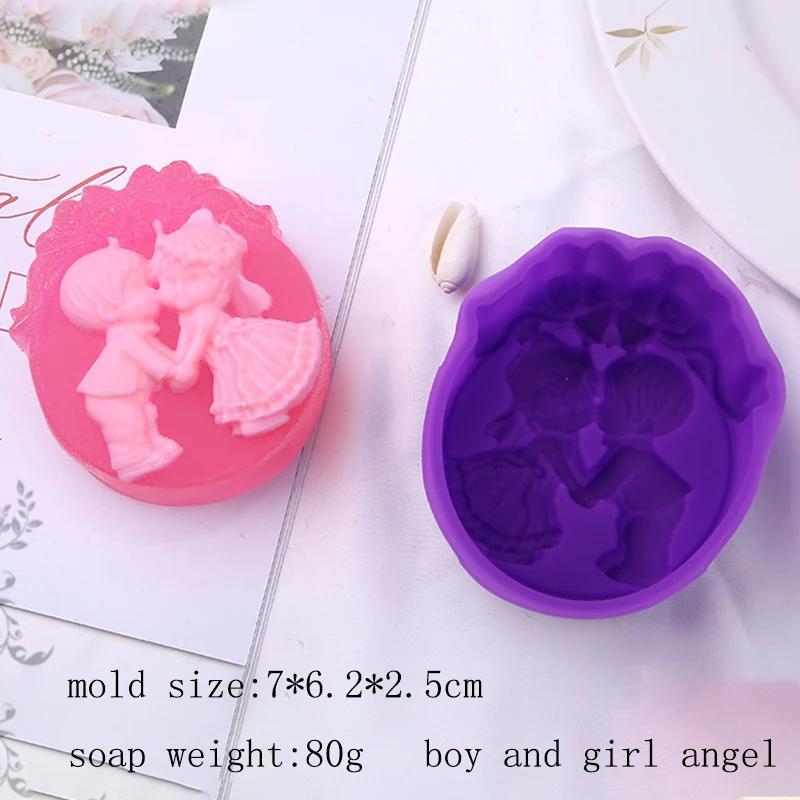 Handmade Angel Silicone Soap Mold Soap Making 3D Oval Rectangle Soap Craft Mold Party Wedding Gifts Bathroom Kitchen Soap Mold