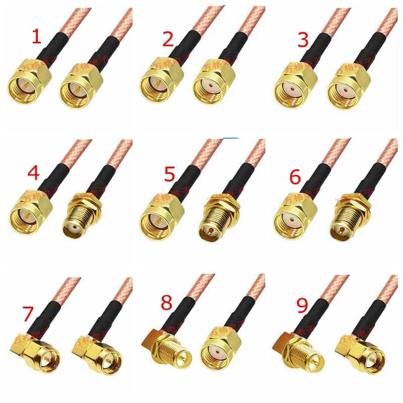 RG400 Double Shielded Cable SMA To SMA Male Female Connector SMA RG400 RF Coaxial Pigtail Jumper Adapter Straight New Brass