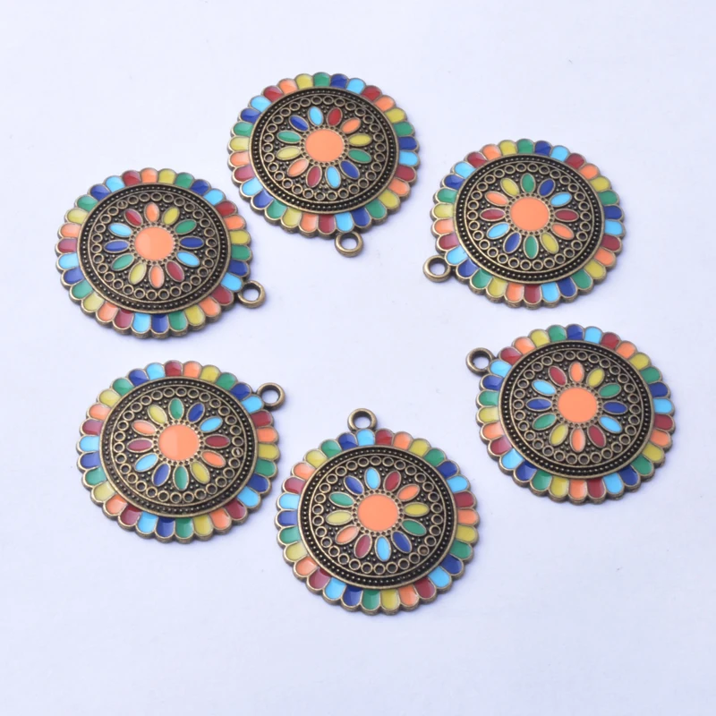 10pcs/lot 27*30mm  Vintage Ancient bronze Enamelled  Alloy Charms Ear Pendant DIY  Jewelry Earrings