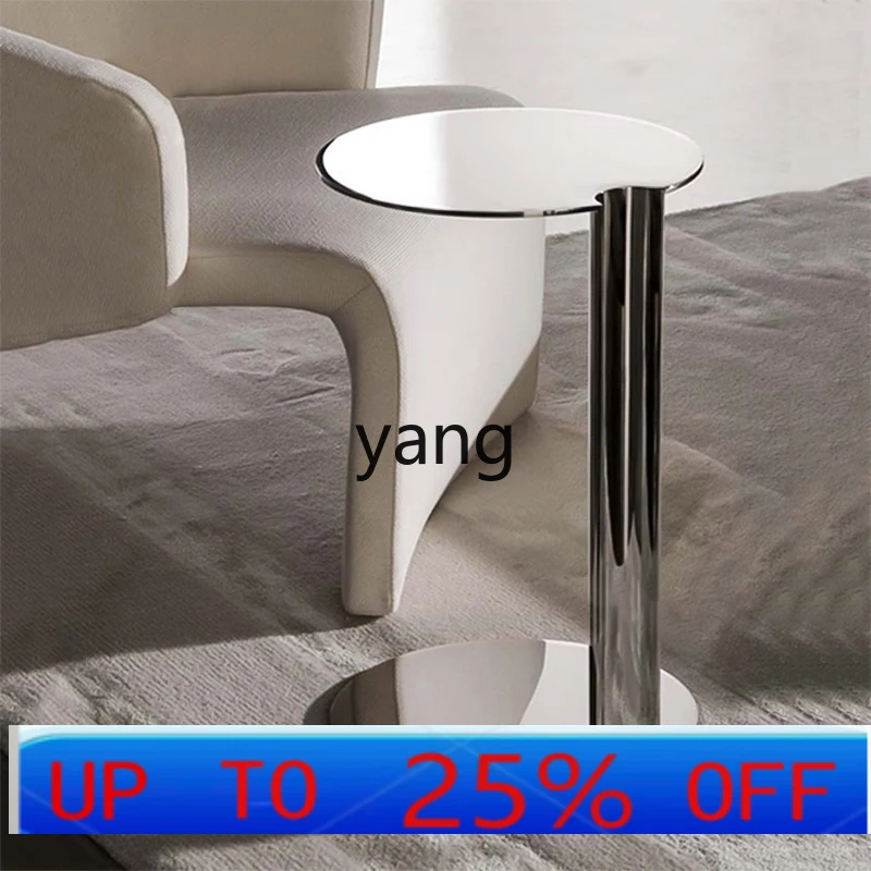 

LH minimalist stainless steel edge round light luxury corner few round few living room sofa few