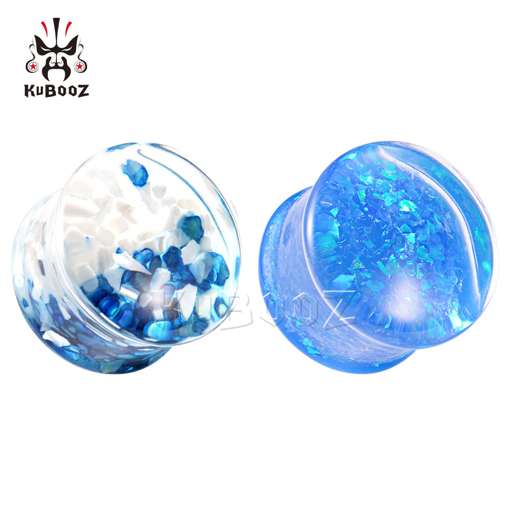 KUBOOZ New Popular Fashion Shell Acrylic Ear Piercing Plugs Stretchers Body Jewelry Earring Tunnels Gauges Expanders One Pair