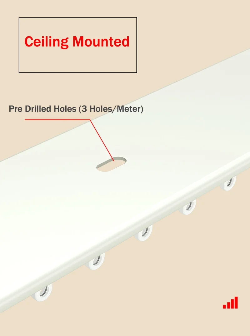 Ultra Thin Curtain Rail Ceiling Mounted ,Aluminum Alloy Double Track With Metal Pulleys,For Narrow Inner Window White/Champagne