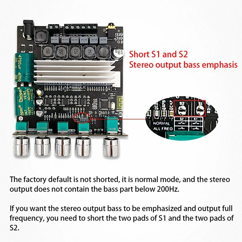 ZK-TB22 2.1 Channel Bluetooth 5.1 Amplifier Board With DIY Case+DC Cable TPA3116D2 50Wx2+100W Tweeter Subwoofer Adjustment