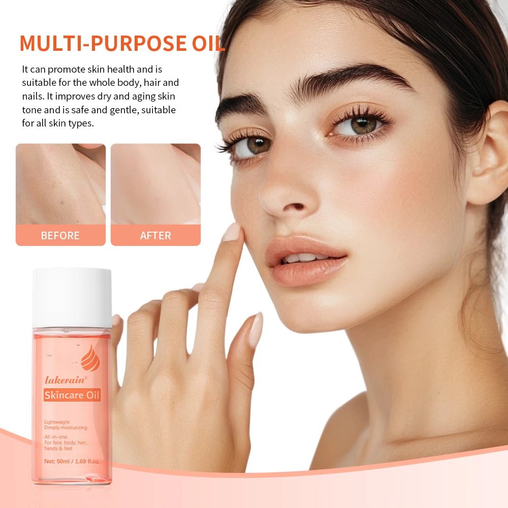 Lakerain Skincare Oil Fast Absorption Long Lasting Hydration Soothe Skin Vitamin E & C Skin Care Essence Facial Body Hair Oil