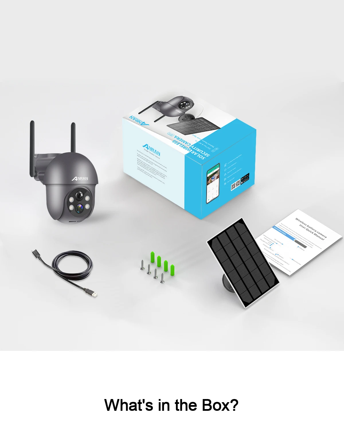 ANRAN Battery Powered PTZ Camera With Solar Panel 3MP Wireless Wifi Network Security Solar Cctv Camera