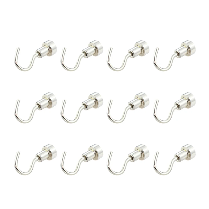 

10 Pc Magnetic Hooks Neodymium Magnet Heavy Duty Rare Earth Magnet Round Refrigerator Hook Super Strong Cruise Hook for Hanging