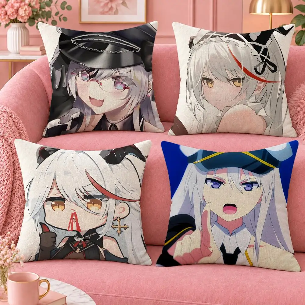 Game Naval Fantasy Azur Lane Cushion Cover Cute Cartoon Throw Pillow Cover Soft Plush Cushion Cover Sofa Bedroom Home Decor