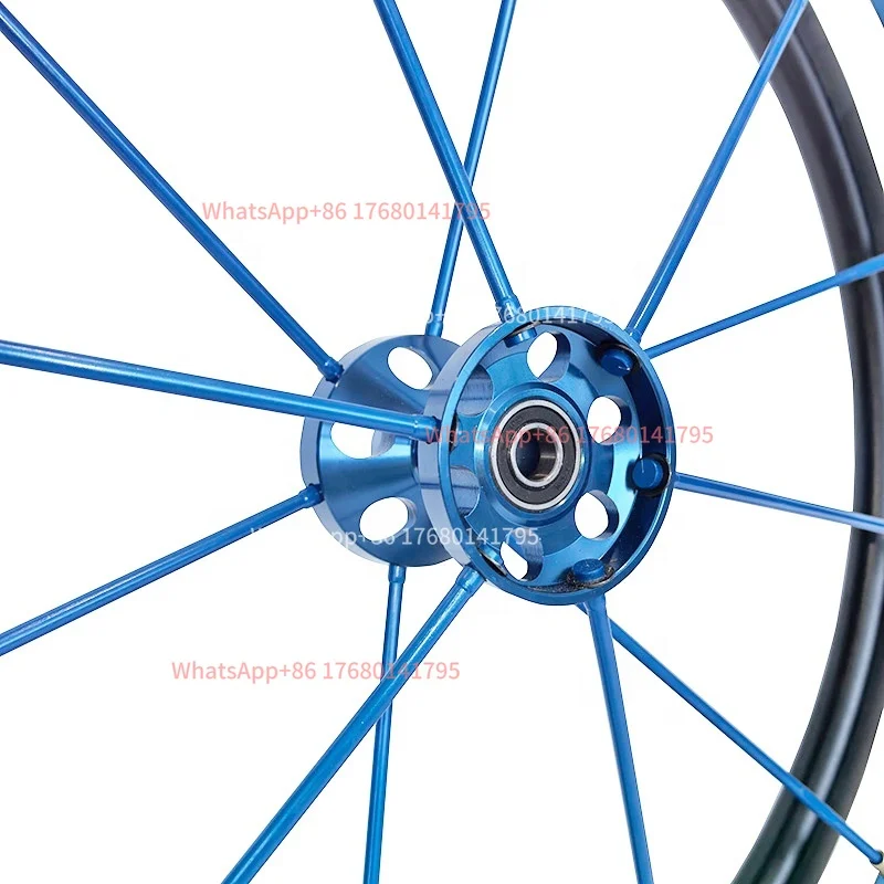 Wheelchair Rear Wheels, Ergonomic Push Wheels with Blue Aluminum Spokes