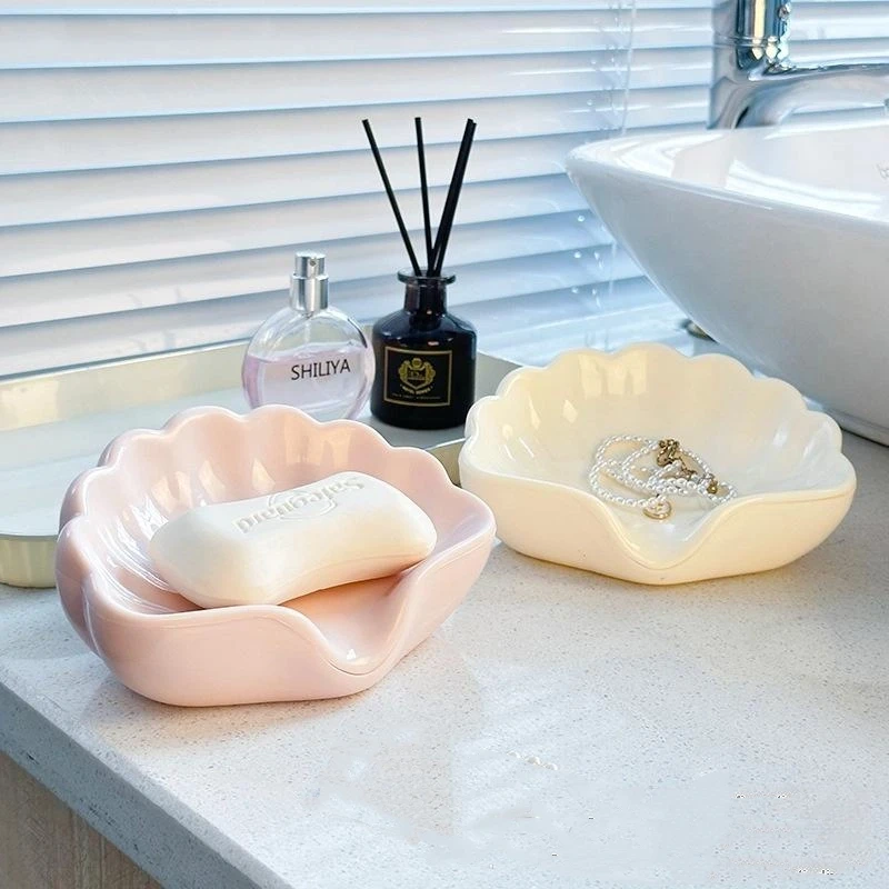 1PC Shell Shape Drain Soap Dish Holder