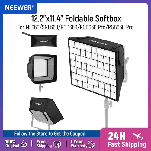 NEEWER Difusor Softbox plegable de 12,2 ""x 11,4"" con rejilla y bolsa para luz de vídeo LED NL660/SNL660/RGB660/RGB660 Pro/RGB660 PRO II