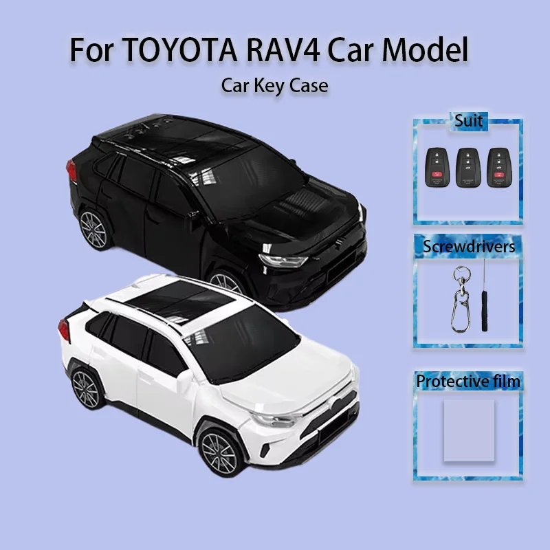 For Toyota RAV4 Key Case Cover Car Model Remote Control 2 3 Button Key Holder Keychain Accessories Creative Buckle Surprise Gift