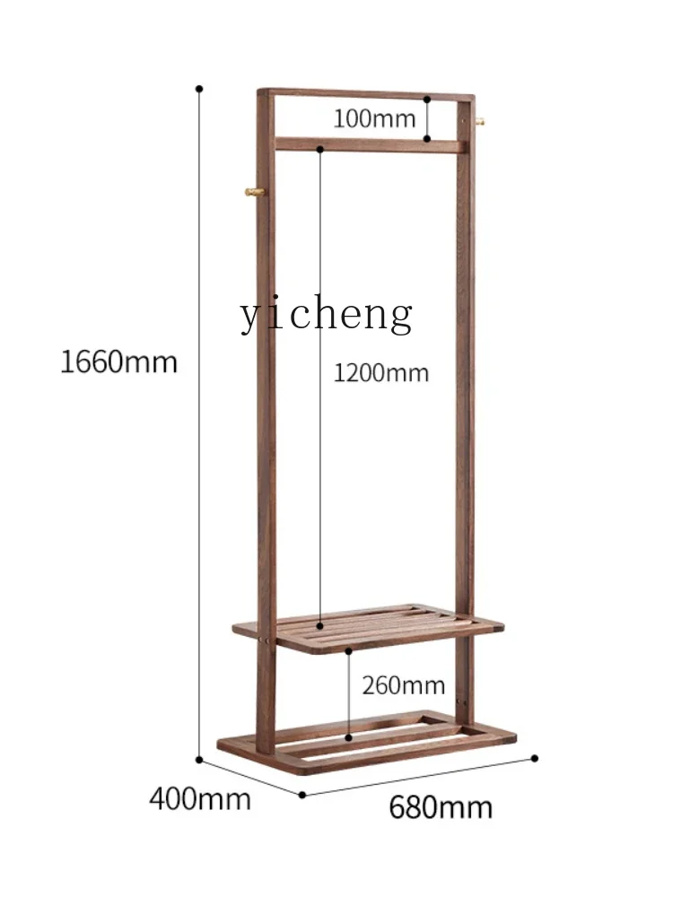 YY Black Walnut Wooden Hallstand Solid Wood Hanger Bedroom Modern Simple Home