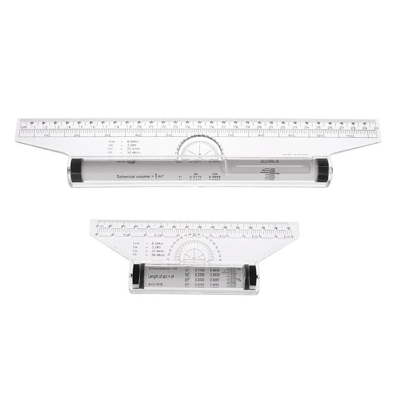 (BF06)Angles Line Ruler 15cm 30cm Multi-Function Drawing Tool Metric Rolling Ruler Clear Parallel Rolling Ruler
